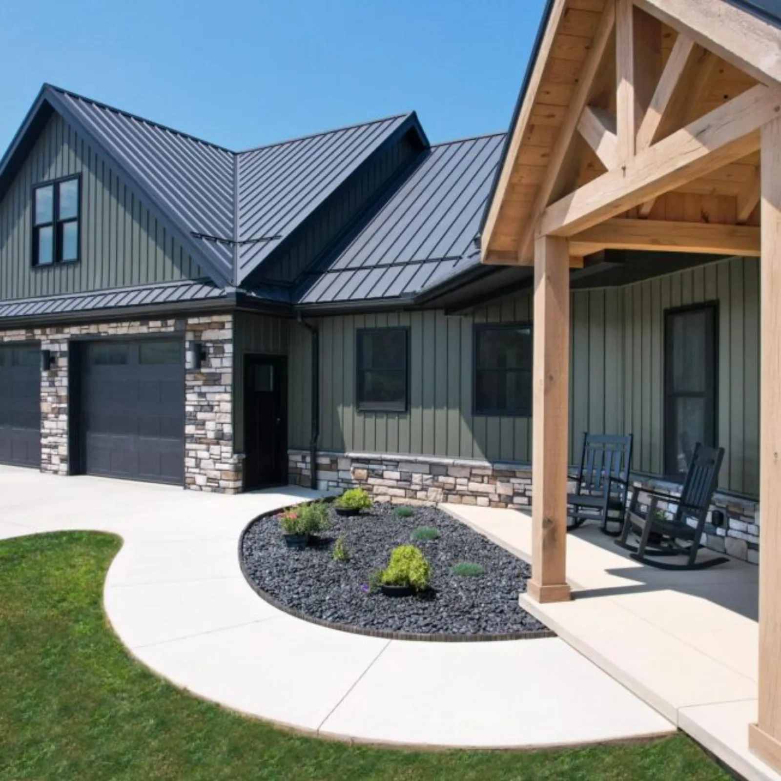 Premium shake siding in pine green