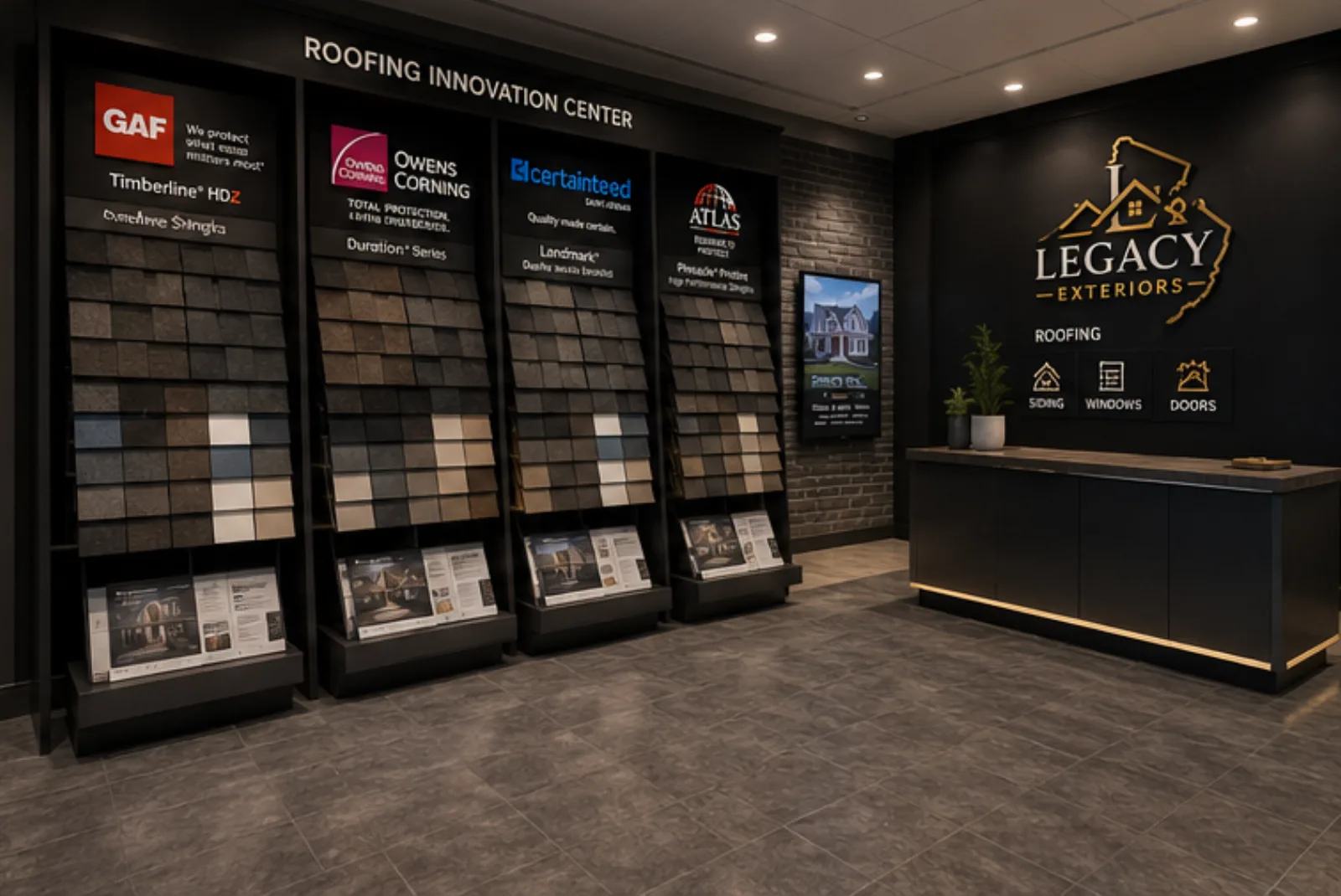 Window and door samples in the showroom